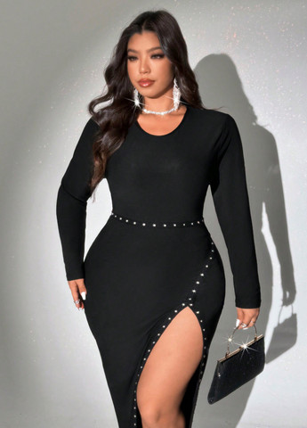 Чорна кежуал сукня силуетна SHEIN однотонна