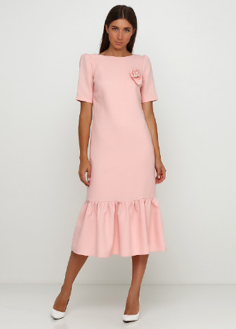 Розовое кэжуал платье Sassofono однотонное