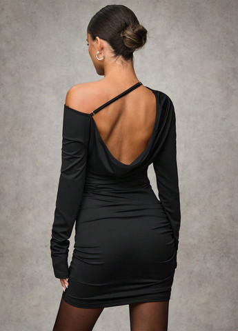 Чорна кежуал сукня футляр SHEIN однотонна