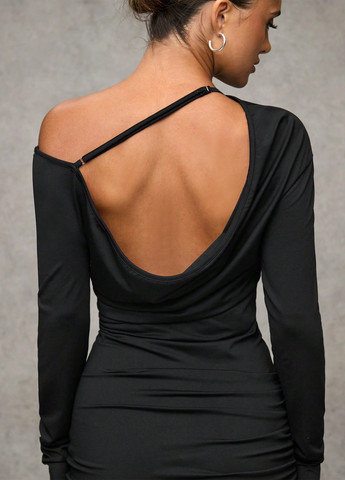 Чорна кежуал сукня футляр SHEIN однотонна