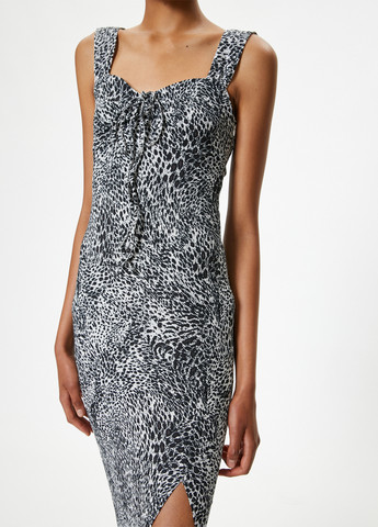 Черно-белое праздничный, кэжуал платье KOTON леопардовый