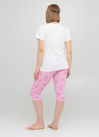 Рожева всесезон піжама (футболка, бриджі, маска для сну) футболка+ бриджі Lucci
