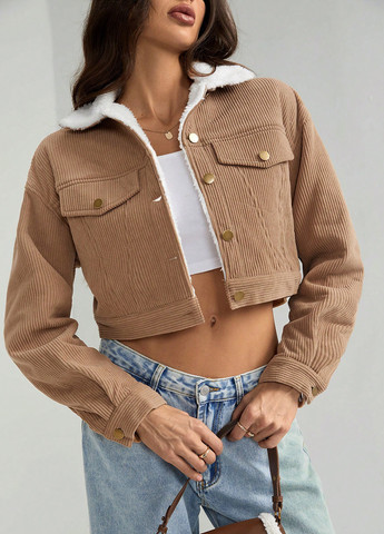 Світло-коричнева демісезонна куртка куртка-піджак SHEIN