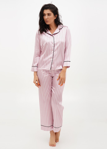 Светло-розовая всесезон пижама (рубашка, брюки) рубашка + брюки No Brand