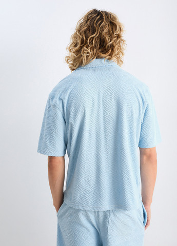 Светло-голубой кэжуал рубашка с геометрическим узором C&A