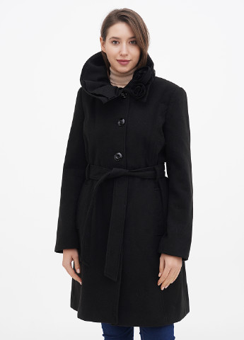 Черное демисезонное Пальто однобортное PARIS FASHION