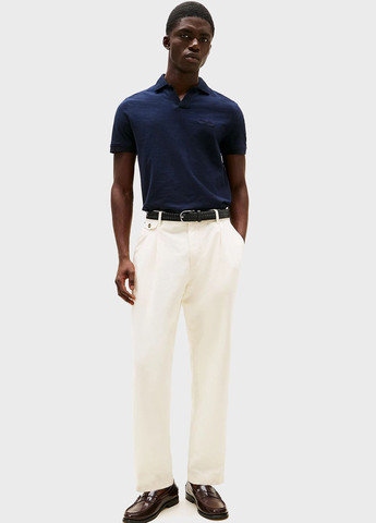 Синяя футболка-поло для мужчин Tommy Hilfiger однотонная