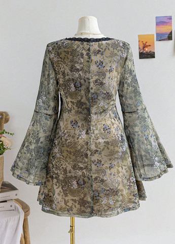 Комбінована кежуал сукня а-силует SHEIN з квітковим принтом