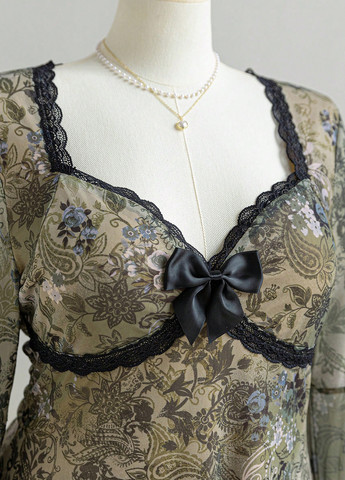 Комбінована кежуал сукня а-силует SHEIN з квітковим принтом