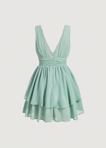 М'ятна кежуал, коктейльна сукня бебі долл SHEIN однотонна