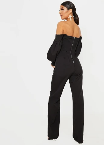 Комбінезон PrettyLittleThing комбінезон-брюки однотонний чорний вечірній поліестер