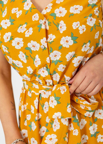 Горчичное кэжуал платье клеш Ager с цветочным принтом