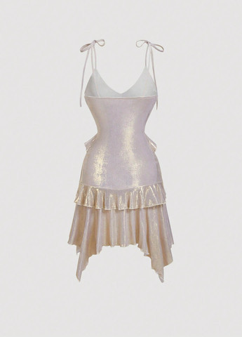 Золотий вечірня, кежуал сукня а-силует SHEIN однотонна