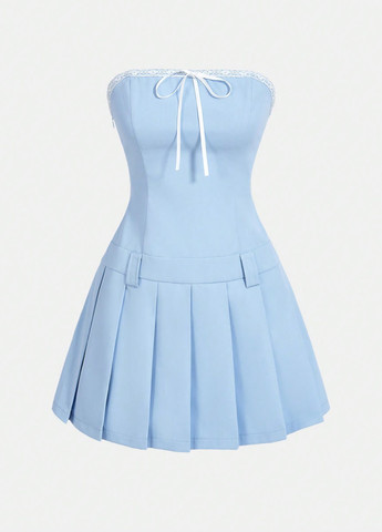 Блакитна кежуал сукня SHEIN однотонна