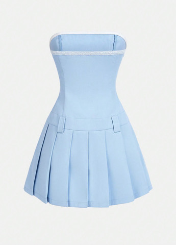 Блакитна кежуал сукня SHEIN однотонна