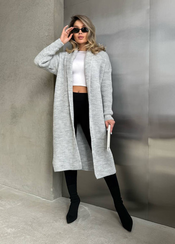 Светло-серый демисезонный кардиган No Brand