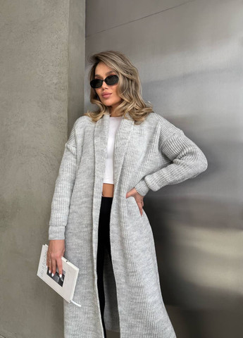 Светло-серый демисезонный кардиган No Brand