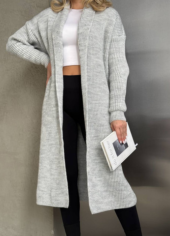 Светло-серый демисезонный кардиган No Brand