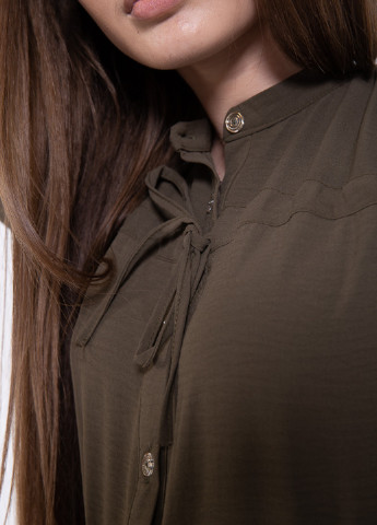 Оливковковая (хаки) кэжуал рубашка однотонная Ager