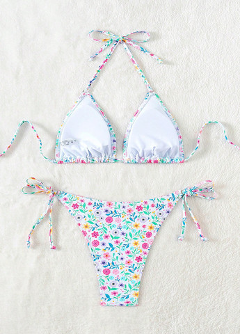 Белый летний купальник (лиф, трусики) бикини, раздельный SHEIN