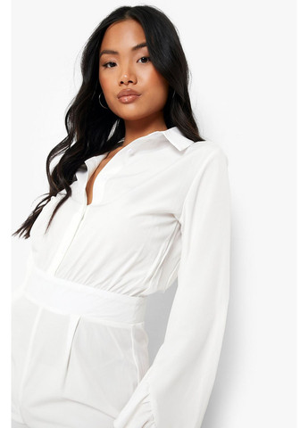 Комбинезон Boohoo комбинезон-шорты однотонный белый кэжуал полиэстер