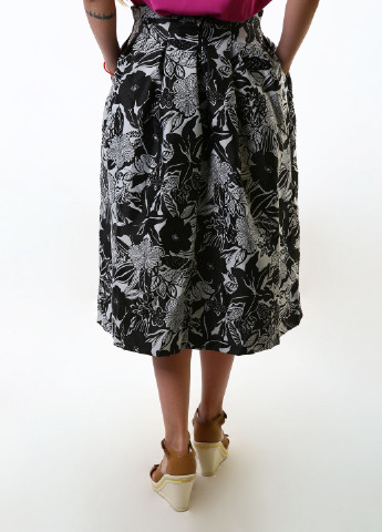 Черно-белая кэжуал цветочной расцветки юбка InDresser