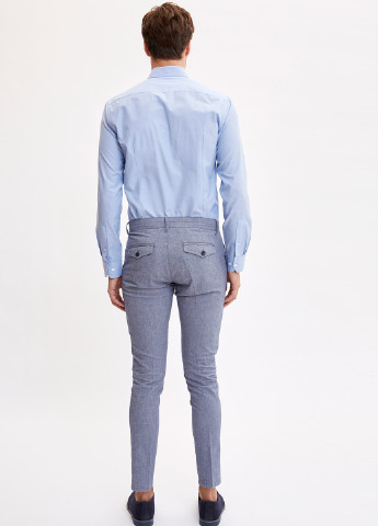 Голубые классические демисезонные зауженные брюки DeFacto