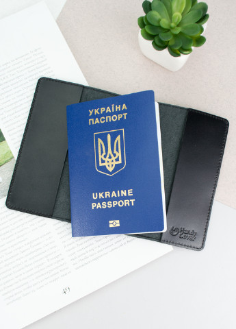 Подарунковий чоловічий набір №65 "Тризуб": ремінь + обкладинка на паспорт (чорний) HandyCover (253322423)