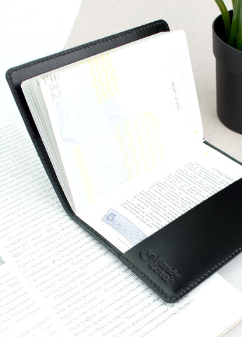 Подарочный мужской набор №65 "Тризуб": ремень + обложка на паспорт (черный) HandyCover (253322423)