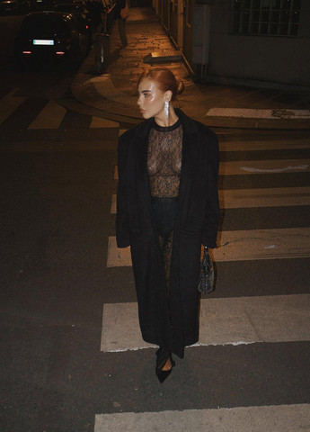 Черное демисезонное Пальто оверсайз MissPap