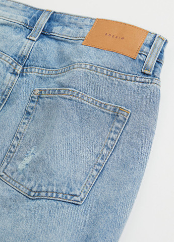 Голубая кэжуал, джинсовая однотонная юбка H&M а-силуэта (трапеция)