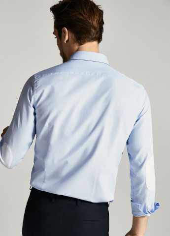 Голубой кэжуал рубашка однотонная Massimo Dutti с длинным рукавом