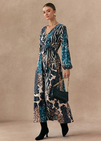 Комбінована кежуал сукня на запах SHEIN зебра