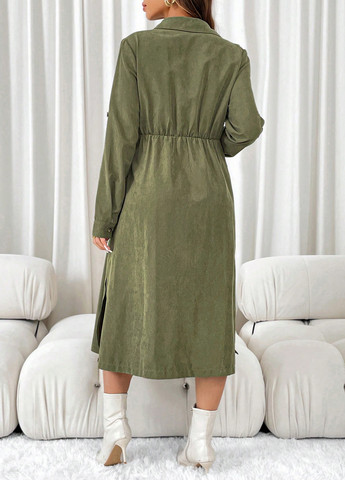 Зелена кежуал сукня для вагітних та годуючих сукня-сорочка SHEIN однотонна