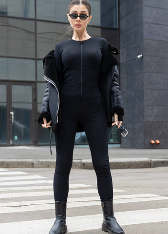 Утеплений комбінезон із корсетом TOTALFIT комбінезон-брюки однотонний чорний кежуал поліамід