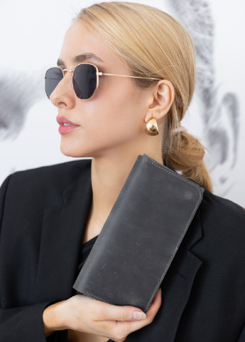 Багатофункціональне жіноче портмоне ручної роботи темно-сірого кольору з натуральної вінтажної шкіри Boorbon (253752041)