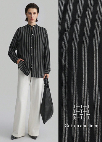 Черная кэжуал рубашка в полоску SHEIN