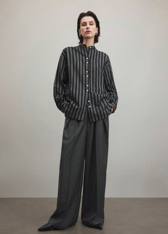 Черная кэжуал рубашка в полоску SHEIN