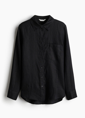 Черная кэжуал рубашка однотонная H&M