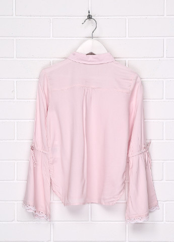 Розовая однотонная блузка с длинным рукавом H&M демисезонная