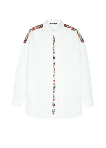 Белая кэжуал рубашка с цветами Stradivarius