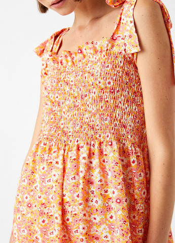 Светло-розовое кэжуал платье клеш KOTON с цветочным принтом