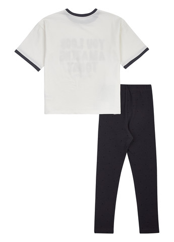 Молочний літній костюм (футболка, легінси) Flamingo