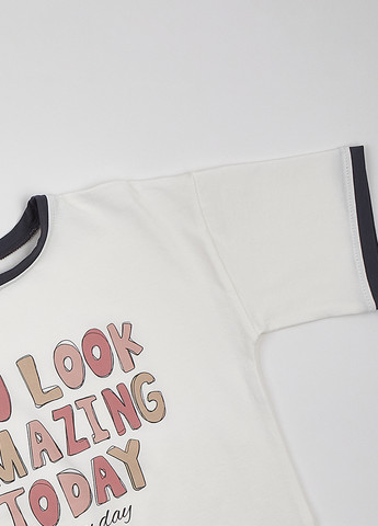 Молочний літній костюм (футболка, легінси) Flamingo