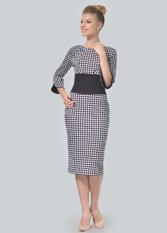 Черное деловое платье футляр Lemon с геометрическим узором