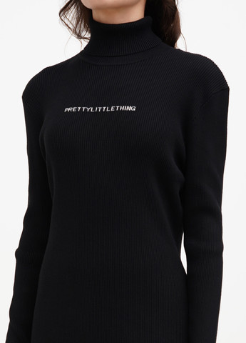 Черное кэжуал платье платье-водолазка PrettyLittleThing с логотипом