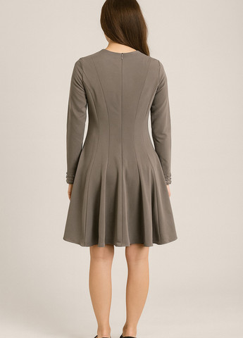 Сіро-бежева кежуал сукня кльош Sassofono однотонна