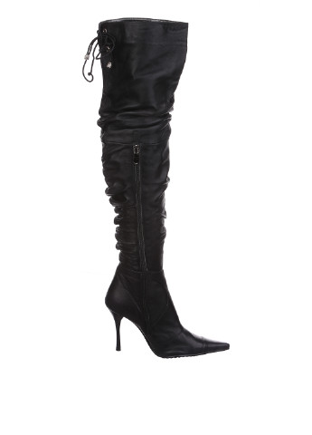 Черные осенние ботфорты It-Girl на высоком каблуке с шнуровкой