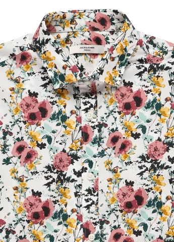 Белая кэжуал рубашка с цветами Jack & Jones