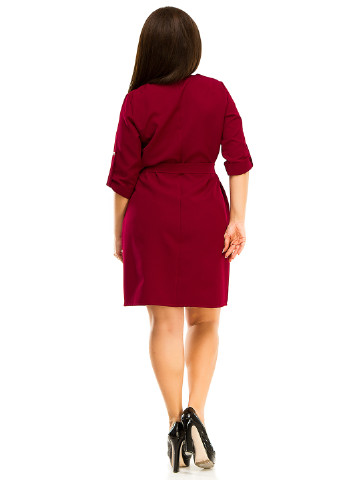 Бордовое деловое платье Lady Style однотонное